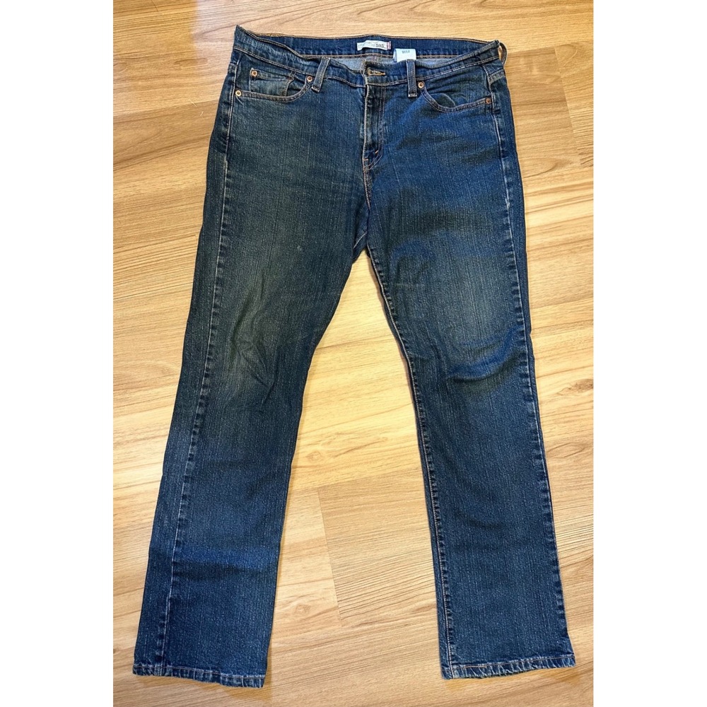 Levis 505 Straight Leg Jeans Womens 12 M Dark Wash Denim Blue Stretch 5-Pocket